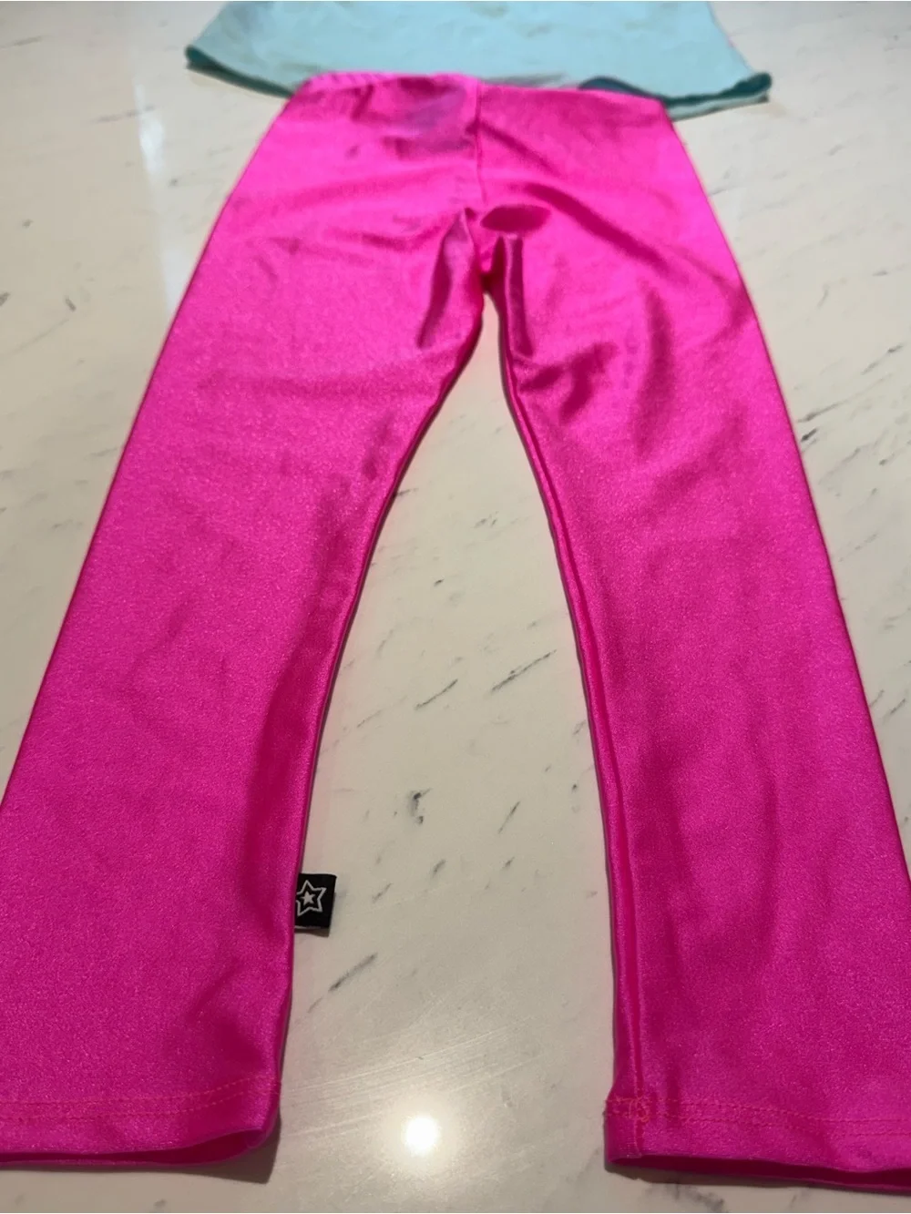 Girls Baby Blue Splatter Tank & Hot Pink Shiny Leggings NWT